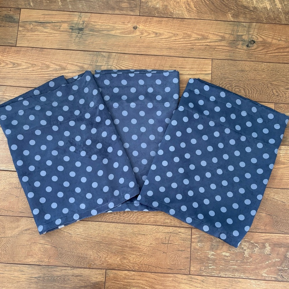 Navy Polka Dot Window Valances, set of 3